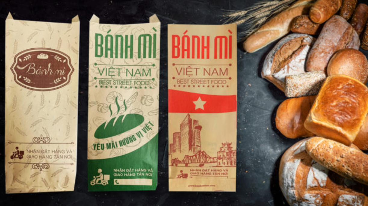 túi giấy đựng bánh mì bằng giấy kraft - thiết kế, in ấn 